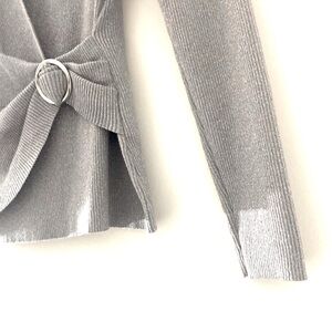 New-I•N•C Soft Stitch Metallic Silver / Gray Long Sleeve Top